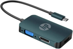 HP DHC-CT200 Type-C to HDMI VGA DisplayPort Adapter Supports Up to 1080P 60Hz for VGA Up to 4K 30Hz for HDMI Up to 4K 60Hz DisplayPort Blue DHC-CT200