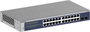 NETGEAR 24-Port Gigabit Ethernet Smart Switch with 2 Dedicated SFP Ports, 16K Max MAC Entries, 2MB Buffer Size, 13.5W Max Power Consumption, 512 Host ARP Table | GS724T-600UKS