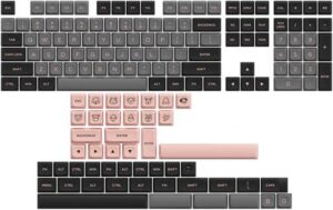 Akko 155-Key ASA Low Profile PBT Keycap Set , For Mechanical Keyboards, Supports Multiple Layouts, Black and Pink |