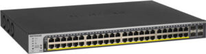 Netgear ProSAFE GS752TPP 48-Port PoE+ Gigabit Managed Network Switch with SFP, 104 Gb/s Switching Capacity, 77.38 Mpps Fwd. Rate, 760W Power Budget, 48x Gb ETH PoE+ / 4xGb SFP / USB | GS752TPP-100AJS