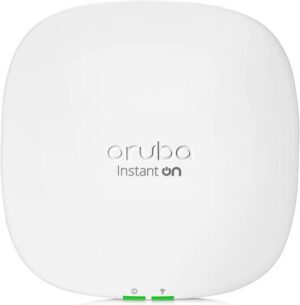 Aruba Instant On AP25 Access Point, Dual-Radio, 5GHz 4.8Gbps & 2.4GHz 574Mbps Data Rate, Dual Omni-Directional 4x4 MU-MIMO, 3.7dBi (2.4GHz), 4.5dBi (5GHz) Antenna Gain, White | R9B28A