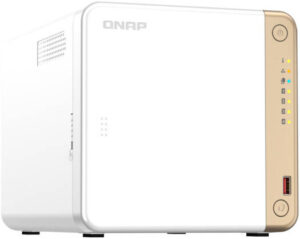 QNAP TS-462 4-Bay Multimedia Desktop NAS Enclosure, Intel Celeron N4505 Dual-Core CPU 2GB DDR4 RAM, 4 x 3.5"/2.5" SATA III Drive Bays, ,QTS 5.0.1 OS, 1x 2.5Gbe, USB-A 3.2, HDMI, White | TS-462-4G