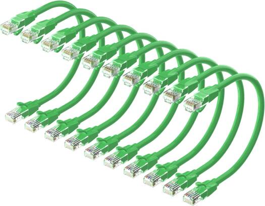 Vention Cat.6 UTP Patch Cable, IBE Series Copper-Clad Aluminum, 1000Mpbs Maximum Speed, 250MHz Stable Bandwidth, PVC Enclosure, 0.1 Meters, Green | IBEGA-10