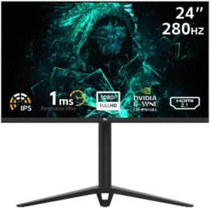 Twisted Minds Supreme Series TM24FHD280IPS Gaming Monitor, 24" IPS Display, FHD Resolution, 280Hz Refresh Rate, 1ms Response Time, Nvidia G-SYNC and AMD Free Sync Compatible, Black | TM24FHD280IPS