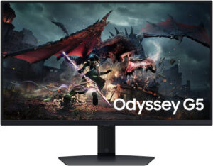 SAMSUNG Odyssey G5 G50D Gaming Monitor, 27" 2K QHD IPS Display, 180Hz Refresh Rate, 1ms (GtG) Response Time, AMD FreeSync Technology, 16.7m Display Color, Black | LS27DG502EMXUE