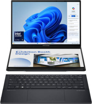 ASUS Zenbook Duo OLED Dual Screen Laptop, 14.0" 3K OLED Touch Display, Intel Core Ultra 9 185H , 32GB RAM, 2TB SSD, Intel Arc Graphics, Eng-Arab K/B + Sleeve, Stylus, Win11, Grey | UX8406MA-OLEDI9IG