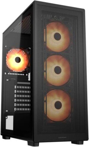 Cougar MX220 RGB Mid Tower Computer Case, 4x 120mm aRGB Pre-Installed Fan, Up to 360mm Radiator & 6x Fan Support, Ultraslim Front Panel Mesh, Black | 382AC80.0001