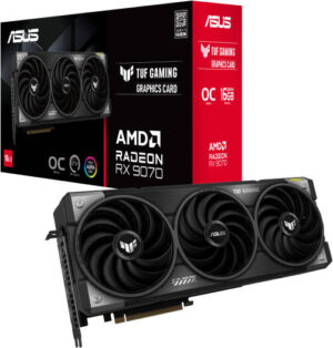 ASUS TUF Gaming Radeon RX 9070 OC Edition 16GB GDDR6 Gaming Graphics Card (PCIe® 5.0, 16GB GDDR6, HDMI/DP 2.1, 3.125-slot, military-grade components, protective PCB coating) | 90YV0LI0-M0NA00