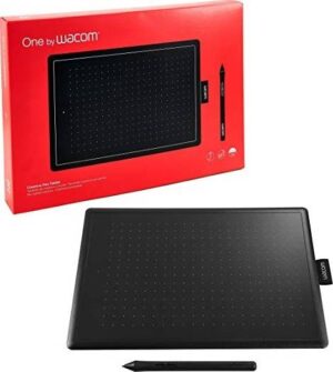 One By Wacom Digital Graphic Drawing Tablet Pad, Medium - Black/Red | CTL-672-N