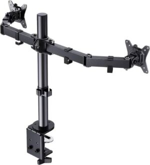 Skill Tech Dual Monitor Desk Mount, Fully Adjustable Dual Monitor Arm for 2 Computer Screens up to 32 inch, Heavy Duty Dual Monitor Stand for Desk, Holds up to 22 lbs per Arm, Black