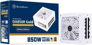 SilverStone DA850R Fully Modular Power Supply, 80 PLUS Gold, 850W ATX 3.0 & PCIe 5.0, Active PFC, Silent 120mm Fan, Advanced Protections, 12V-2x6 PCIe Connector, White | SST-DA850R-GMA-WWW