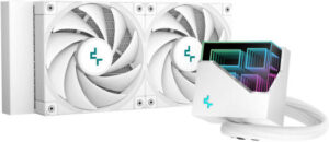 DeepCool LT520 WH High Performance Liquid CP Cooler, 240mm Radiator, 2x FK120 Fans, 500-2250 RPM Fan Speed, 3100 RPM Pump Speed, Fluid Dynamic Bearing, ARGB LED Lights, White | R-LT520-WHAMNF-G-1