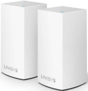 Linksys Velop VLP0102 Mesh WiFi System: AC2400, Router/Extender, Dual-Band 2.4GHz/5GHz, 3000sq ft, Parental Controls, Alexa Compatible, 2-Pack - White