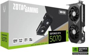 ZOTAC GAMING GeForce RTX 5070 Twin Edge Graphics Card, 12GB GDDR7 192-Bit Memory, 2512 MHz Engine Clock, 28 Gbps Memory Clock, 6144 CUDA Cores, PCI Express 5.0 x16 | ZT-B50700E-10P