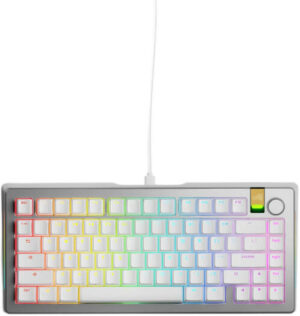 Glorious GMMK 3 PRO HE Prebuilt 75% Wired Keyboard, 8000 Hz Polling Rate, Hall Effect, Dual HE/MX Hotswap, 3 Lighting Zones, Modular Gasket System, ENG Layout, Silver | GMMK3-PRO-75-HE-W-S