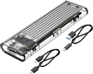 Orico Transparent NVMe M.2 Enclosure Tool-Free USB3.1 Type-C Gen2 10Gbps to M.2 SSD Enclosure for Intel 660p/Samsung 970 EVO/Pro PCIe NVMe M-Key SSD up to 2TB Silver | TCM2-Silver