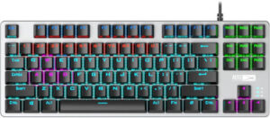 Altec Lansing Wired Gaming RGB Keyboard, Blue Switches, Ergonomic Design, Mechanical Shaft Body, 87Keys, 80% Gaming Keyboard, Anti-Ghosting, English Layout, Gray/Black | ALGK8404-BLS