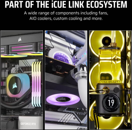 Corsair iCUE LINK LX120-R RGB 120mm PWM Reverse Fans, 2400 RPM Fan Speed, 70 CFM Fan Airflow, 35.1 dBA Sound Level, Static Pressure Flow Type, Pack of 3, White | CO-9051054-WW - Image 9