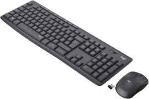 Logitech MK295 Silent Wireless Keyboard and Mouse Combo, 10m Wifi Range, 2.4GHz Wireless, Nano USB Receiver, Silent Touch Technology, UK English/ Arabic Qwerty Layout, Graphite  | 920-009801
