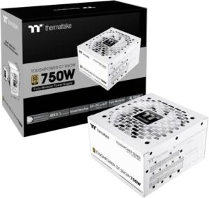 Thermaltake Toughpower GT 750W Fully Modular Power Supply, 80 PLUS Gold Efficiency, Active PFC, 120mm Hydraulic Bearing Fan, PCIe Gen 5.1 Ready, ATX 3.1 Ready, White | PS-TPT-0750FNFAGK-W