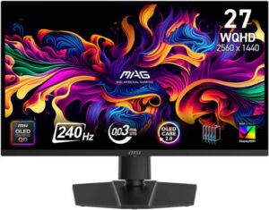 MSI MAG 273QP X24 Gaming Monitor, 27" QD-OLED Display, WQHD Resolution, 240Hz Refresh Rate, 0.03ms (GtG) Response Time, Adaptive-Sync Technology, 1.07b Color Display, Black | 9S6-3CE69H-015