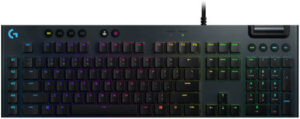 Logitech G815 Lightsync RGB Low-Profile Mechanical Gaming Keyboard, Low Profile GL Clicky Switches, LIGHTSYNC RGB  Per Key Lighting, 5 Dedicated G-Keys, USB Inteface, Black | 920-009095
