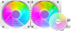 DarkFlash Radiant DC 240 aRGB Liquid CPU Cooler, Supports Both Intel and AMD, 400mm Pipe Length, 3200 RPM Speed, 84.2CFM Airflow, 7.20W Power Consumption, White | DC-240-White