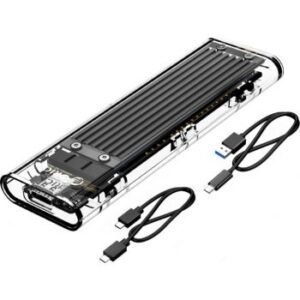 Orico TCM2-C3 NVMe M.2 SSD Enclosure, Transparent PC+ Aluminum Alloy, USB3.1 Type-C, 10Gbps, Black | TCM2-C3-BK-BP