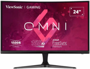 View Sonic VX2418C 24" FHD Curved Gaming Monitor, 165Hz Refresh Rate, 1ms Response Time, FreeSync Premium, VA Technology, 16.7M Display Colors, 3.5mm Audio Out / 1 HDMI 1.4 / 2 DP 1, Black | VX2418C