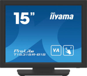 iiyama ProLite T1531SR-B1S Monitor, 15" XGA VA Display, Serial Resistive Touch Technology, 18ms (BtB) Response Time, IP54 Rated Protection, Built-In Speaker, Black | T1531SR-B1S