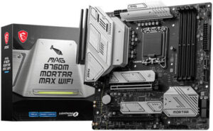 MSI MAG B760M Mortar Max WIFI LGA1700 mATX Motherboard, Intel B760 Chipset, 4x DDR5 with 128GB Max Capacity, Wi-Fi 6E, 2x PCI-E x16 Slot, 2x M.2/1x HDMI/1x DP, 1x USB Type-C/4x USB 2.0 | 911-7E01-015