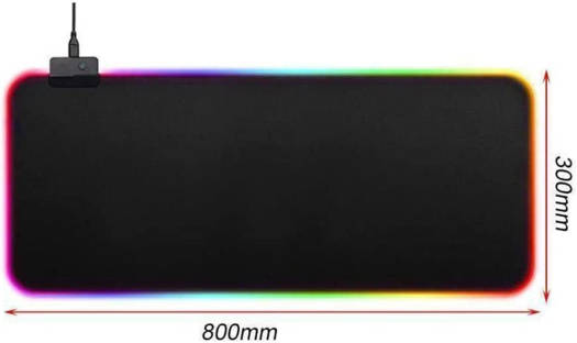 GMS RGB Gaming Mouse Pad, 80x30cm Dimension, Extended Stitched Edges, 12 Lighting Modes, Braided Cable, Waterproof, Anti-Slip Rubber Base, Black | WT-5 - Image 2