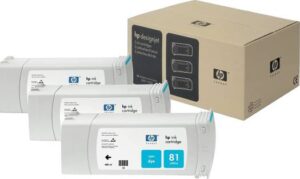 HP 81 Dye 3 Pack Cyan Ink Multi Pack Cartridge | C5067A