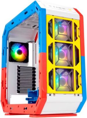 InWin Airforce E-ATX Mid Tower Computer Casem, 4x Pre-Installed AL120 Fans, Tempered Glass, SECC, & ABS Materials, Up to 390mm GPU & 360mm Radiator Support, Justice White | IW-CS-AIRFORCE-WHI