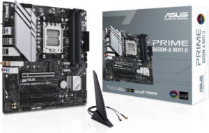 ASUS PRIME B650M-A WIFI II mATX Motherboard, AMD B650 Chipset, 4x DIMM DDR5 Slots, 192GB Max Memory, Realtek 2.5Gb Ethernet, 2x M.2, 2x PCIe 4.0 x16 Slot, USB 3.2/2.0, 1x VGA 1x HDMI | 90MB1EG0-M0EAY0