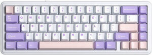 AULA F65 Gasket Mechanical Keyboard, 68 Keys, Nimbus V3 Switch, Full-Key Hot-Swap Function, Dynamic RGB Lighting Effects, ENG Layout, 4000mAh Battery, BT / 2.4G / Wired Connectivity, Pink/Purple | F65