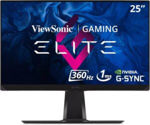 Viewsonic Elite XG251G 25" 16:9 HDR400 IPS Gaming Monitor, 360 Hz Refresh Rate, 1ms GTG, 16.7 Million Colors, NVIDIA G-Sync Support, 400 nits Brightness, HDMI 2.0, DisplayPort, Black | XG251G