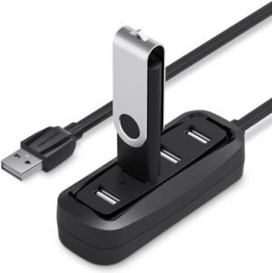 Vention 4 Ports USB2.0 Hub, 4 Port Expansion, 480Mbps High Speed Transmission, Backwards Compliant with USB 1.1, Drive Free, LED Indicator Lamp, 0.15 Meter, Black | VAS-J43-B015