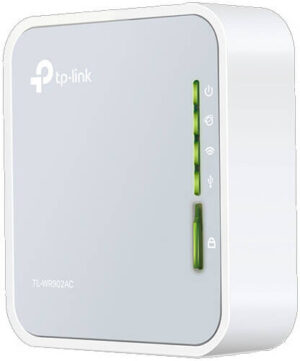 TP-Link AC750 Wireless Travel Router, Dual-Band Connectivity, 2.4GHz & 5GHz Frequency, Up to 433 Mbps WiFi Speed, 2x Fixed Antennas, 1x 10/100 Mbps WAN/LAN Port, White | TL-WR902AC