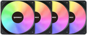 Raidmax X-AIR 4IN1 aRGB Case Fan, 120mm Fan Size, 1200 RPM Fan Speed, 34.26 CFM Fan Airflow, Dynamic Hydraulic Bearing Type, Pack Of 4, Black | NV-X120FBDC4