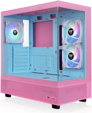 Thermaltake View 270 Plus TG ARGB Mid Tower PC Case, 3x 120mm ARGB Lite Pre-Installed Fans, Up to 360mm Radiator & 9x Fan Support, USB Type-C x1, USB 3.0 x2, HD Audio, Bubble Pink | CA-1Y7-00MAWN-00