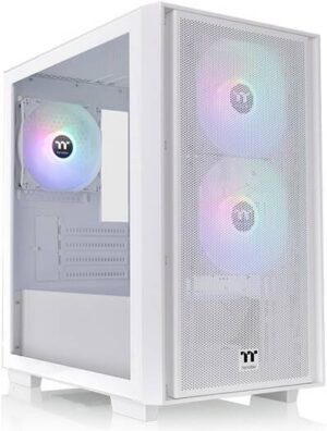 Thermaltake Versa H16 TG ARGB Micro Tower Chassis, 3x Hydraulic Bearing 120mm aRGB Pre-Installed Fan, Up to 280mm Radiator & 5x Fam Support, Mesh Front Panel, White | CA-1Y8-00S6WN-01