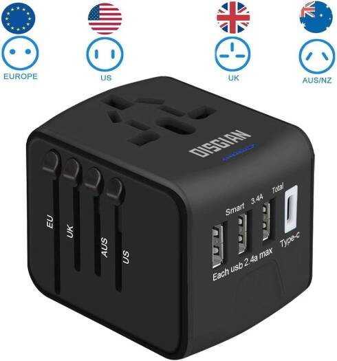Generic Travel Adapter, Universal International Power Adapter with 3USB Port And Type-C International Wall Charger Worldwide AC Power Plug for Multi-nation Travel UK, EU, AU Over 200 Countries, Black - Image 2