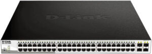 D-Link 52-Port Gigabit PoE Switch, 740W Budget, 4 SFP Ports, 48 PoE Ports, L2+ Routing, IPv6, Flow Control, Black | DGS-1210-52MPP
