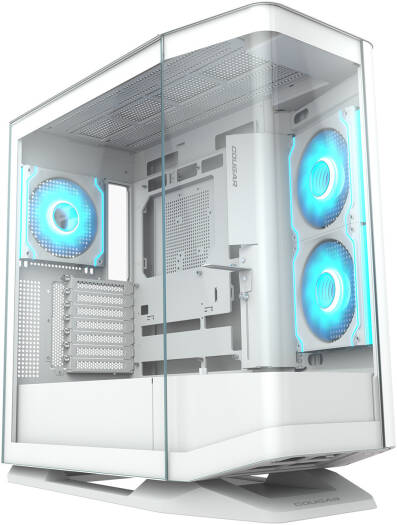 Cougar FV270 RGB ATX Mid Tower Case, 3x Pre-Installed Reversed ARGB PWM Fans & 1x ARGB PWM Fan, Up to 360mm Radiator Support, 7 Expansion Slots, PWM & RGB Hub Sync with M/B, White | 3858M60.0006