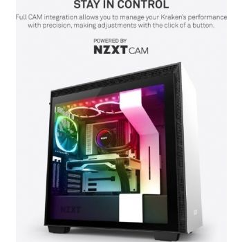 Nzxt Kraken X53, All-In-One CPU Cooler with RGB Lighting, Intel/AMD, 240mm, 2x120mm RGB PWM Fans, CAM Control, RGB White | RL-KRX53-RW - Image 3