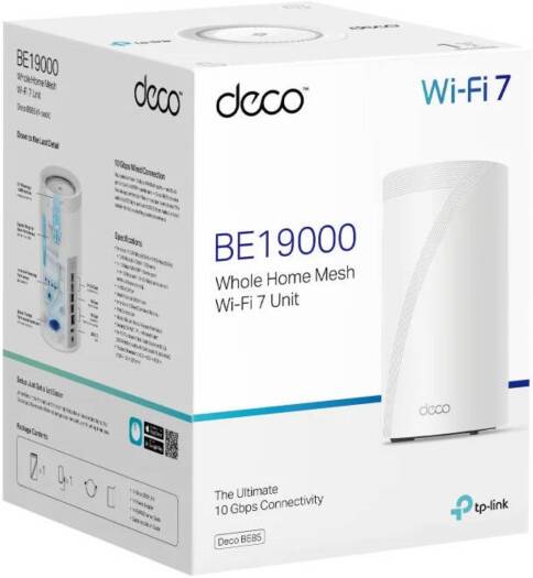 TP-Link Tri-Band WiFi 7 BE19000 Whole Home Mesh System, 12-Stream 22 Gbps, 10G + 2.5G Ports Wired Backhaul, 8 High-Gain Antennas | VPN, AI-Roaming, 44 MU-MIMO (1-Pack x 4) White | Deco BE85 - Image 8