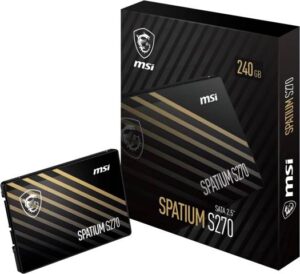 MSI Spatium S270 SATA III 2.5" Internal SSD, 240GB Capacity, Up to 500 MB/s Sequential Read & 400 Sequential Write Speed, Phison S11 Controller, 3D NAND Technology, 110TBW, Black | S78-440N070-P83
