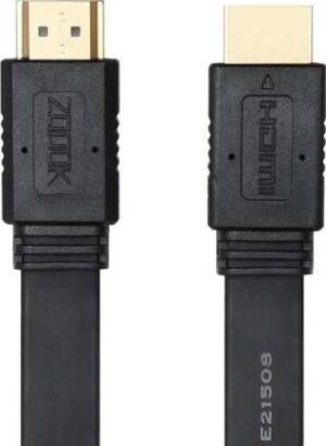 Zoook Ultra Flat High Speed HDMI Cable Gold Plated - (5 Meters) Supports 1080P, Ethernet, 3D, 4K | ZT-HDF5M
