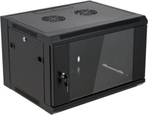6U 600 x 350 Wall Mount Rack Cabinet, With Fan and Shelf, 600 x 350mm Size, 1.2mm Thick SPCC, Strong Structure, Black | 6U-600X350